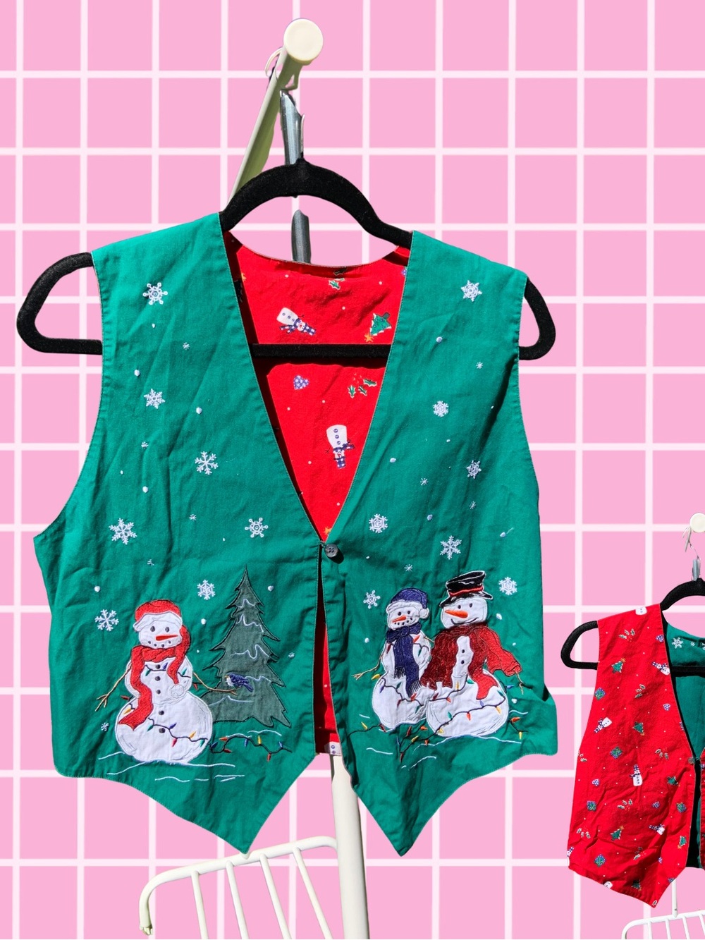 Reversible Embroidered Christmas Vest - Women’s Size Medium